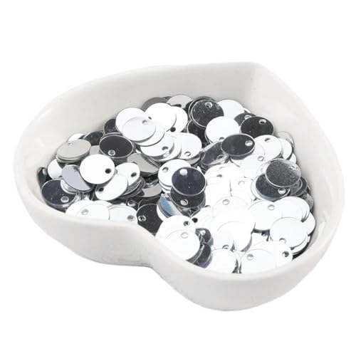 Pailletten, Bastelpailletten, 10 g (1000 Stück) 6 mm flache, runde Pailletten, Pailletten, Nähen, Hochzeit, Basteln, PVC-Pailletten-Konfetti for Bekleidungszubehör mit 1 Seitenloch(Silver) von QZLNONTK