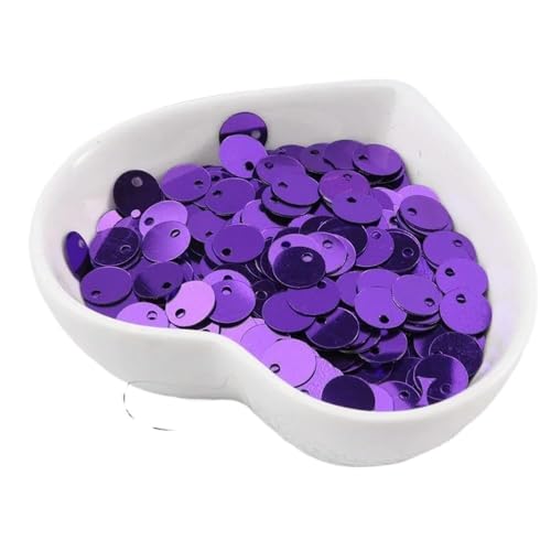 Pailletten, Bastelpailletten, 10 g (1000 Stück) 6 mm flache, runde Pailletten, Pailletten, Nähen, Hochzeit, Basteln, PVC-Pailletten-Konfetti for Bekleidungszubehör mit 1 Seitenloch(Violet) von QZLNONTK