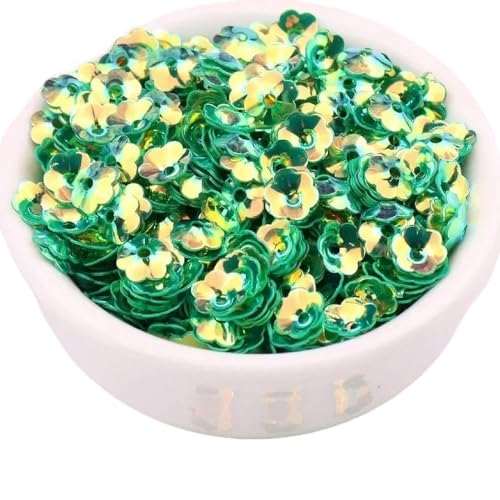 Pailletten, Bastelpailletten, 10 gr/paket 6mm 8mm Konkave Pflaume Blume Pailletten Dekoration Handwerk Pailletten DIY Ornament Nähen Lentejuelas Zubehör(No. 07 Golden Green,8mm 400pcs) von QZLNONTK