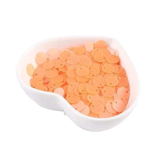 Pailletten, Bastelpailletten, 6 mm, 8 mm, 10 mm, matte Pailletten for DIY-Stoff, PVC, mattpolierte Pailletten, Pailletten, Nähzubehör mit 1 Seitenloch(Matte Orange,10mm 250Pcs) von QZLNONTK