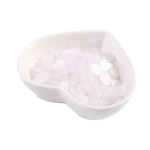 Pailletten, Bastelpailletten, 6 mm, 8 mm, 10 mm, matte Pailletten for DIY-Stoff, PVC, mattpolierte Pailletten, Pailletten, Nähzubehör mit 1 Seitenloch(Matte White,8mm 400Pcs) von QZLNONTK