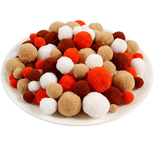 Pom Poms,Mini Pom Poms, Pompom-Bälle, flauschige, festliche Oster-Pompons, Baumwoll-Regenbogenbälle, Flauschbälle zur Schmuckherstellung, Accessoires, Kleidungsapplikationen(Brown,390 Pieces) von QZLNONTK