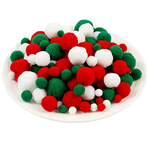 Pom Poms,Mini Pom Poms, Pompom-Bälle, flauschige, festliche Oster-Pompons, Baumwoll-Regenbogenbälle, Flauschbälle zur Schmuckherstellung, Accessoires, Kleidungsapplikationen(Christmas,520 Pieces) von QZLNONTK