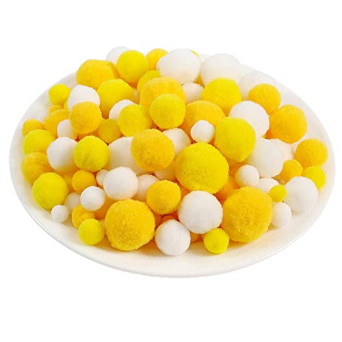 Pom Poms,Mini Pom Poms, Pompom-Bälle, flauschige, festliche Oster-Pompons, Baumwoll-Regenbogenbälle, Flauschbälle zur Schmuckherstellung, Accessoires, Kleidungsapplikationen(Yellow,520 Pieces) von QZLNONTK