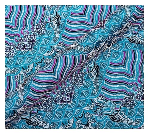 QZLNONTK BrocaBrokat-Satinstoff – Luxuriöse Seidenoberfläche for Brautkleider und Kostüme – 75 x 50 cm(Lake Blue) von QZLNONTK