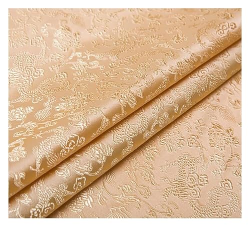 QZLNONTK BrocaBrokat-Satinstoff – Luxuriöse Seidenoberfläche for Brautkleider und Kostüme – 75 x 50 cm(Mud Gold) von QZLNONTK