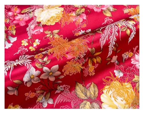 QZLNONTK Brokatstoff, Brokat-Jacquard-Satinstoff for Cheongsam, Kimono und Tasche Patchwork – 75 cm x 50 cm(Rosy red) von QZLNONTK