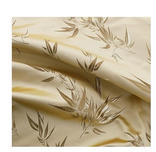 QZLNONTK Brokatstoff, Cheongsam- und Kimono-Satinstoff for Selbernähen – 75 cm x 50 cm(Bamboo Leaf Gold) von QZLNONTK