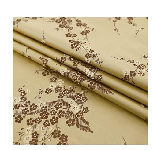 QZLNONTK Brokatstoff, Cheongsam- und Kimono-Satinstoff for Selbernähen – 75 cm x 50 cm(Plum Blossom Gold) von QZLNONTK