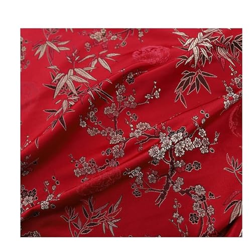 QZLNONTK Brokatstoff, Cheongsam- und Kimono-Satinstoff for Selbernähen – 75 cm x 50 cm(Plum Red) von QZLNONTK