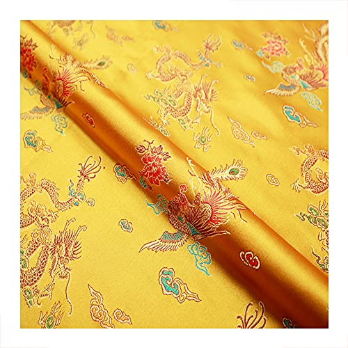 QZLNONTK Brokatstoff, Seidenimitat, Damast, Polsterstoff for Zuhause, DIY – 75 cm x 50 cm(Golden Yellow) von QZLNONTK