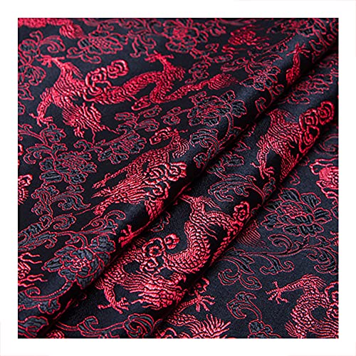 QZLNONTK Brokatstoff, Seidenimitat, Damast, Polsterstoff for Zuhause, DIY – 75 cm x 50 cm(Red on Black) von QZLNONTK