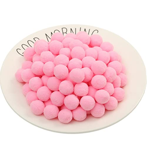 QZLNONTK Pom Poms,Mini Pom Poms, 20 mm Festliche Oster-Pompons, Baumwoll-Regenbogenbälle, Flauschbälle zur Herstellung von Schmuck, Accessoires, Kleidungsapplikationen(03 Pink,300 Pieces) von QZLNONTK