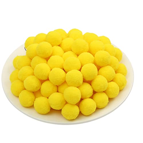 QZLNONTK Pom Poms,Mini Pom Poms, 20 mm Festliche Oster-Pompons, Baumwoll-Regenbogenbälle, Flauschbälle zur Herstellung von Schmuck, Accessoires, Kleidungsapplikationen(05 Light Yellow,50 Pieces) von QZLNONTK