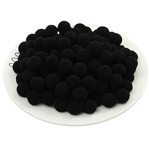 QZLNONTK Pom Poms,Mini Pom Poms, 20 mm Festliche Oster-Pompons, Baumwoll-Regenbogenbälle, Flauschbälle zur Herstellung von Schmuck, Accessoires, Kleidungsapplikationen(29 Black,100 Pieces) von QZLNONTK