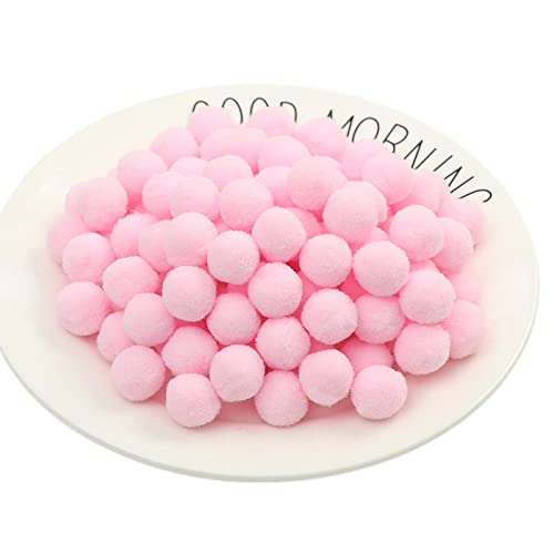 QZLNONTK Pom Poms,Mini Pom Poms, 20 mm Festliche Oster-Pompons, Baumwoll-Regenbogenbälle, Flauschbälle zur Herstellung von Schmuck, Accessoires, Kleidungsapplikationen(33 Water Pink,500 Pieces) von QZLNONTK