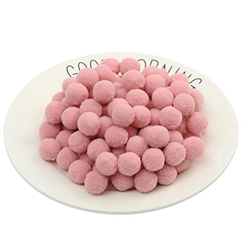 QZLNONTK Pom Poms,Mini Pom Poms, 20 mm Festliche Oster-Pompons, Baumwoll-Regenbogenbälle, Flauschbälle zur Herstellung von Schmuck, Accessoires, Kleidungsapplikationen(43 Rubber Pink,100 Pieces) von QZLNONTK