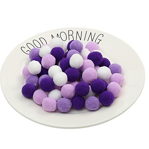 QZLNONTK Pom Poms,Mini Pom Poms, 20 mm Festliche Oster-Pompons, Baumwoll-Regenbogenbälle, Flauschbälle zur Herstellung von Schmuck, Accessoires, Kleidungsapplikationen(Purple,500 Pieces) von QZLNONTK