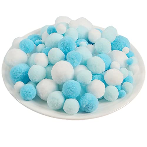 QZLNONTK Pom Poms,Mini Pom Poms, Pompom-Bälle, Flauschige, Festliche Oster-Pompons, Baumwoll-Regenbogenbälle, Flauschbälle zur Schmuckherstellung, Accessoires, Kleidungsapplikationen(Blue,520 Pieces) von QZLNONTK