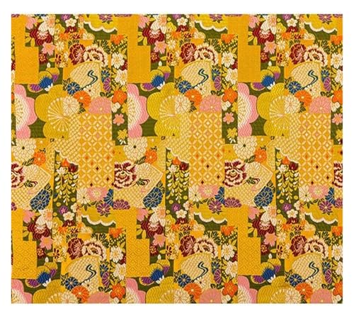 QZLNONTK Vintage-Satinstoff – Seiden-Brokat-Damast-Jacquard imitiert for Bekleidung und Polsterung – 75 cm x 50 cm(Golden Yellow) von QZLNONTK