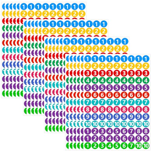 Qaestuan 24 Blatt Zahlen Aufkleber, Nummern Aufkleber, Sticker Klebezahlen 20mm 1 bis 10, Fortlaufende Zahlen Aufkleber, Klebezahlen Wetterfest, für Büros Schließfächerheim Klassifikation von Qaestuan
