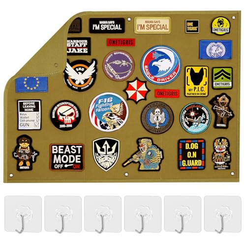 Qaestuan Klettwand, 58X45 cm Kletttafel Patches Klett, Taktische Patch-Display-Tafel, Wand Klettfläche Klettmatte mit Ösen, Faltbar Patch Wand, für Militär Patch-Aufhängung (Braun) von Qaestuan