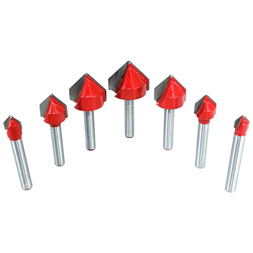 7pcs/set 1/4 Shank Mahlen Cutter Router Bit Set Holzschneider Carbid Shank Mühle Holzbearbeitungsgravur Trimmwerkzeuge von Qaonsciug