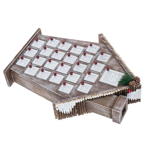 Holz Weihnachts Countdown Häuser Holzhäuser Adventskalender Mit 24 Karten Und Weihnachts Tannenzapfen Zum Feiern von Qaonsciug