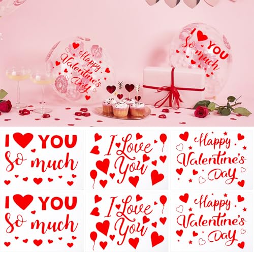 12 Blatt Valentinstag Bobo Ballon Aufkleber, Herz Bubble Balloons Stickers I Love You Ballon Aufkleber Abziehbilder für Valentinstag Hochzeit Jahrestag Party Supplies von Qaziuy