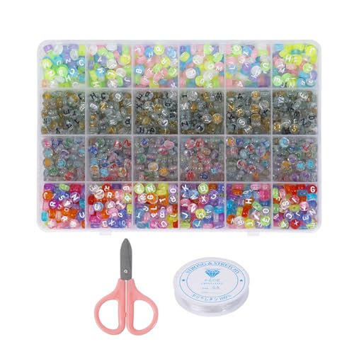 1200 Stück Buchstabenperlen,Bunte Perlen Zum Auffädeln A-Z Buchstaben Perlen Acryl Spacer Perlen, Bunte Perlen zum Auffädeln für Schmuck DIY zum Auffädeln Armbänder,Choker von Qaziuy