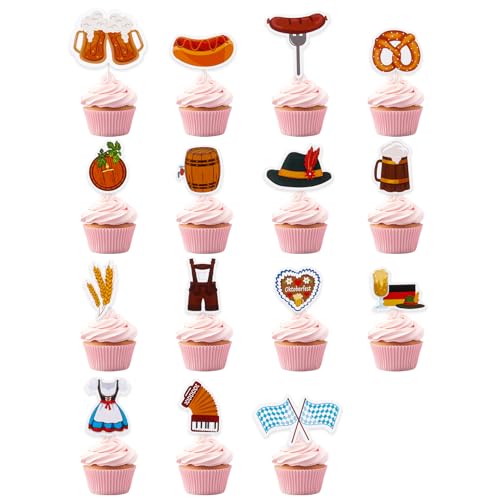 30 Stück Oktoberfest Tortendeko, Oktoberfest Cupcake Topper, Bierfest Party Picker, Bierfest Kuchendeko für Oktoberfest Party Deko, Bayerische Dessert Deko von Qaziuy