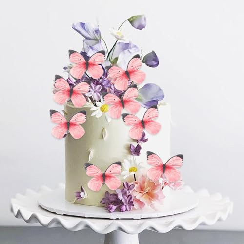 50 x Schmetterlingskuchenaufsätze, rosa Schmetterlinge, Cupcake-Topper für Hochzeit, Babyparty, Geburtstag, Kuchendekorationen 50 x Schmetterlingskuchenaufsätze, rosa Schmetterlinge, Cupcake-Topper für Hochzeit, Babyparty, Geburtstag, Kuchendekorationen von Qaziuy