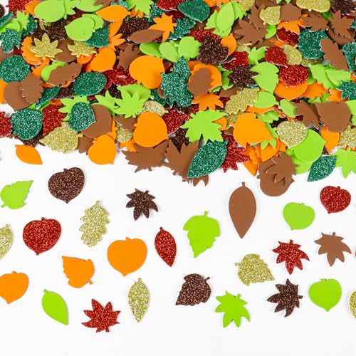 Herbst Aufkleber, 500 Stück Blatt Aufkleber Filz Blatt Sticker Verschiedene Herbstblatt Sticker Selbstklebende Schaumstoff Herbst Blatt Aufkleber für Herbst Deko DIY Bastelset Ornamente von Qaziuy