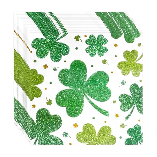 Kleeblatt-Servietten, 20 Stück, St. Patrick's Day, Papierservietten, Einweg-Papierservietten mit Glückskleeblatt, für irische Partyzubehör, St. Patrick's Day, Geschirrdekorationen von Qaziuy