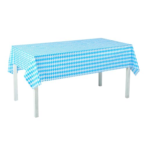 Oktoberfest Tischdecke Oktoberfest Deko 137 x 274cm Bayrisch Blau Weiß Bayern Raute Oktoberfest Party Tischdecke für Deutsches Bierfest Deko, Geburtstag Party Deko von Qaziuy