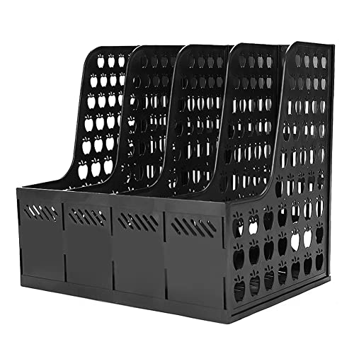 Schreibtisch Organizer Plastik Aktenmagazinhalter mit 4 Fächer Stehsammler Buchhalter Organizer Dokumentenhalter Schule Zeitschriftensammler Ordner Aufbewahrungsbox für Schrank Regal von Qchomee