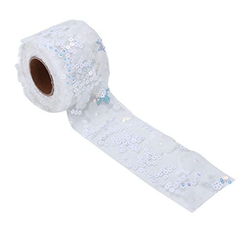 1 Roll 10 Meter Tüll Stoff, 6 Cm Breite Eleganter Pailletten -Glimmer Tüll Sparkleband Geeignet für Handwerk Dekorationen DIY -Kleidung Puppe Herstellung Nähen (WHITE) von Qcwwy