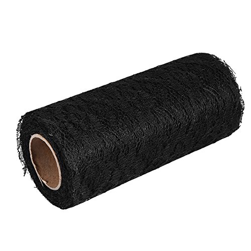 10 Yard Blumen-Spitzenband, Breites Spitzenband, Besticktes Tüll-Stoffband, Hohles Tüllnetz-Stoffband, Spitzenmuster, Rollenbänder für Party-Dekoration (BLACK) von Qcwwy