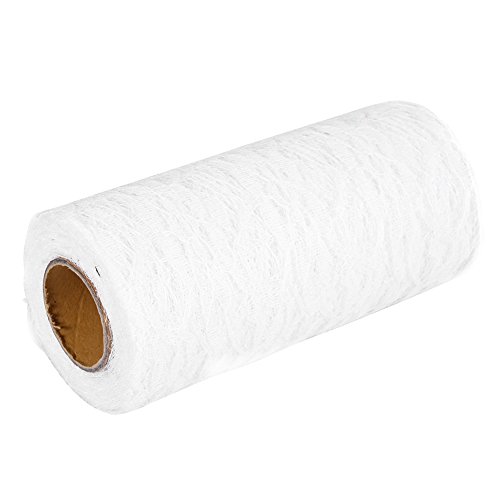 10 Yard Blumen-Spitzenband, Breites Spitzenband, Besticktes Tüll-Stoffband, Hohles Tüllnetz-Stoffband, Spitzenmuster, Rollenbänder für Party-Dekoration (WHITE) von Qcwwy