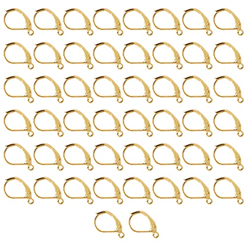 Bastelmaterialien, Farbbeständige Ohrhaken für DIY-Schmuck, 50 Stück Ohrringhaken (GOLD) von Qcwwy