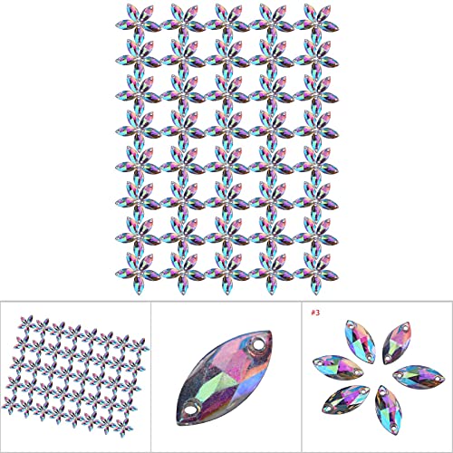 Glänzender Kristall mit Loch-Bastelzubehör für Handgefertigte DIY-Projekte – 200 Stück Packung (7 * 15mm Marquiseform) von Qcwwy