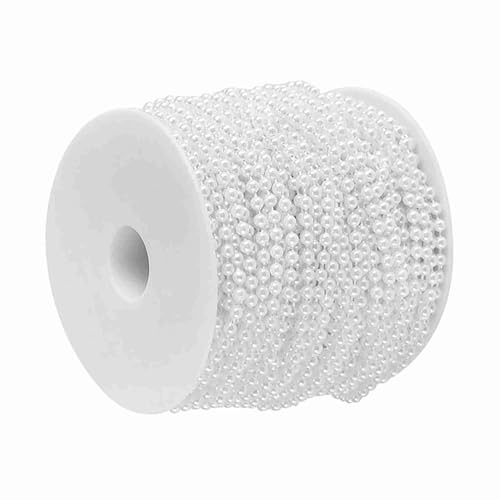 Kunstperlen-Girlande, 40 M/Rolle, 4 Mm Künstliche Perlenschnur, Perlenperlen-Rollenstrang, Künstliche Perlen, Kettenbesatz für Bastelarbeiten, Hochzeit, Party-Dekoration (WHITE) von Qcwwy