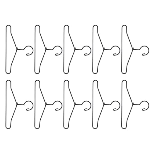 Qcwwy 10 Stück Miniatur-Puppen-Kleiderbügel, Metall-Mini-Cartoon-Deko-Zubehör, Schwarz, aus Edelstahl für die Organisation der Puppengarderobe, Geeignet für Kinderzimmer, Kindergarten, von Qcwwy
