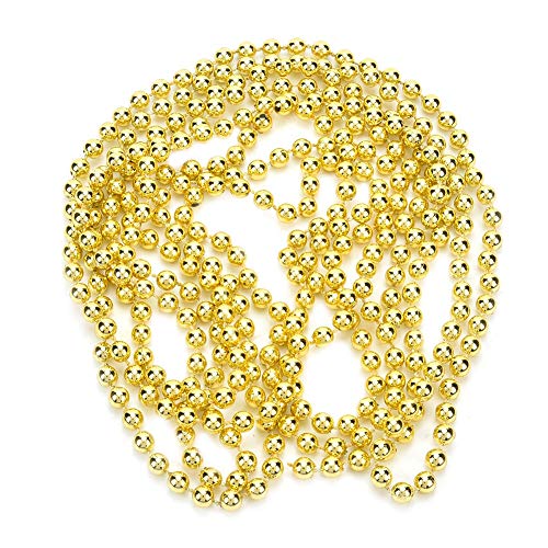 Qcwwy 2,7 Meter Perlenkette, Perlenkette für DIY Karneval Perlen Halskette Armband Kopfschmuck Bekleidung Weihnachten Hochzeit Dekoration Bekleidungszubehör(Gold) von Qcwwy