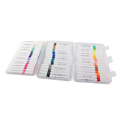 Qcwwy Acrylfarben-Marker mit Tinte auf Wasserbasis, 48er-Pack Acryl-Marker für Behandeltes Holz, Metall, Kunststoffgewebe (48 Farben) von Qcwwy