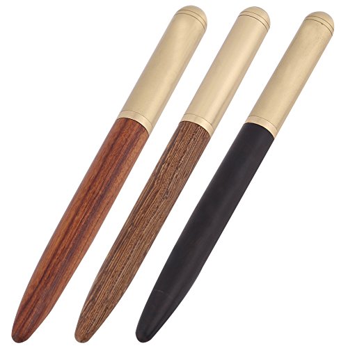 Qcwwy Holz-Füllfederhalter-Set, 0,7 Mm Palisander-Ebenholz-Füllfederhalter, Premium-Executive-Holzstift, Business-Füllfederhalter für Journaling, Kalligraphie, Zeichnen, Glattes Schreiben(Ebenholz) von Qcwwy