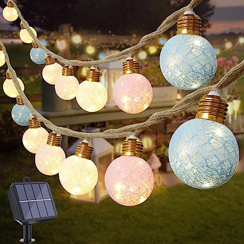 Qedertek Solar Lichterkette Aussen Wetterfest, 6M Solar Lichterkette Außen Warmweiß mit 16 Cotton Ball, LED Seil Solarlichterkette für Garten, Balkon, Hochzeit, Party, Kinderzimmer, Innen Osterdeko von Qedertek