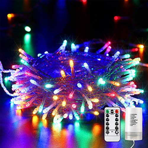 Qedertek Weihnachtsbeleuchtung Außen Batterie 20M 200 LED Lichterkette Timer mit Fernbedienung, Wasserdicht Lichterkette für Innen Party Weihnachtsbaum Dekoration (Bunt) von Qedertek