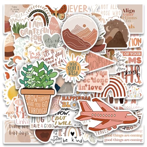 50 Stück Vintage Aufkleber, Inspirierende Sticker Set, Asthetische Aufkleber, Laptop Sticker, Wasserfeste Scrapbook-ästhetische Aufkleber, Grosse Harzaufkleber Aufkleber Für Erwachsene Und Kinder von Qehyuelefu