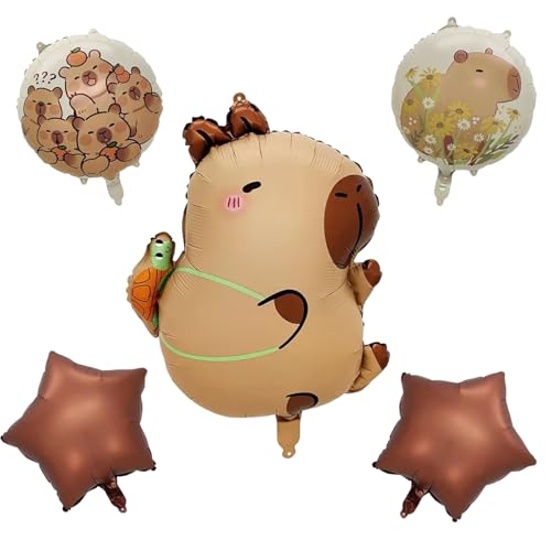 5 Stück Capybara Geburtstag Luftballons,Capybara Geburtstag Party Dekorationen Capybara Folienballons Cartoon Animal Balloon Set,Capybara Anime Thema KinderpartyCapybara Deko (B) von Qeioauek